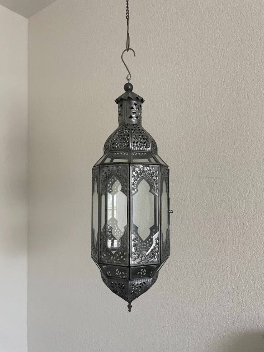 ZINC HANGING DECORATIVE LANTERN - 1 AVAILABLE